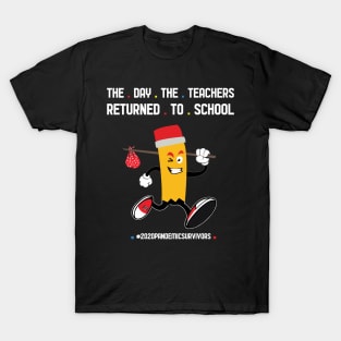 The Day The Teachers Returned To School Crayon Orange Funny Shirt T-Shirt